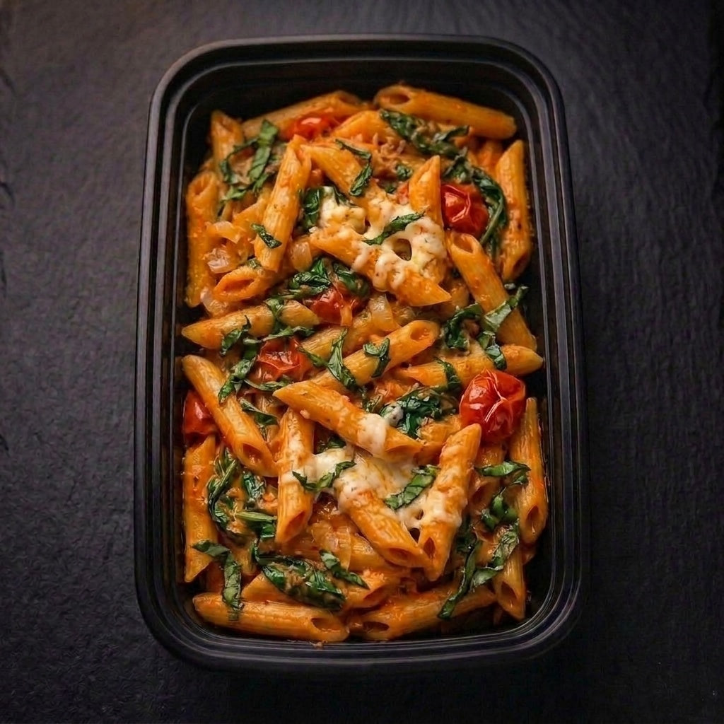 Creamy Tomato Penne with Spinach and Mozzarella