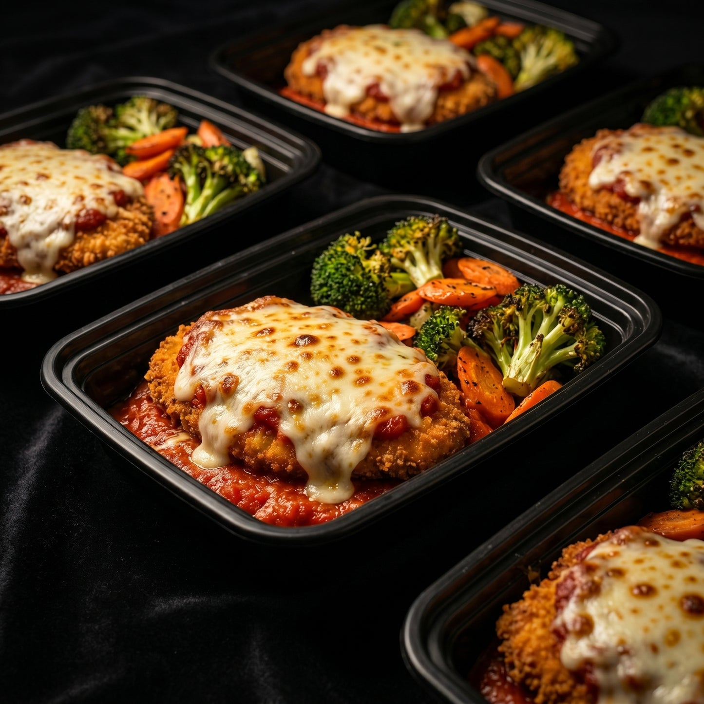 Chicken Parmesan with Roasted Broccoli and Carrots