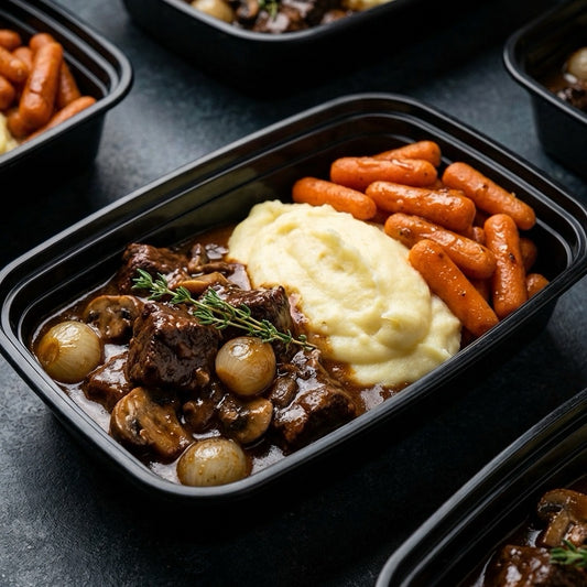 Beef "Stew" with a side of garlic mash and sauteed carrots